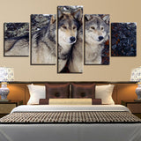 Max Modern 5 Panels Paintings on Canvas Wall Art Landscape Wolf