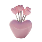 Maxbell Forks and Food Pick Fork Holder Party Supply Fruit Picks for Restaurant Cake Pink