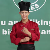Maxbell Unisex Single Breasted Long-sleeve Clothes Chef Uniform Chef Coat XXXL Red