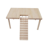 Maxbell Small Animals Wooden Platform with Pillars with Ladder for Hamster Supplies 24cmx16cmx13.5cm