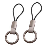 Maxbell 2Pcs Car Keychains PU Leather Accessory with Anti Lost Ring Key Fob Keychain Gray