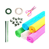Maxbell Crepe Paper Flower DIY Kits with Floral Stem Wire Gift Wrapping Party Favor Style B