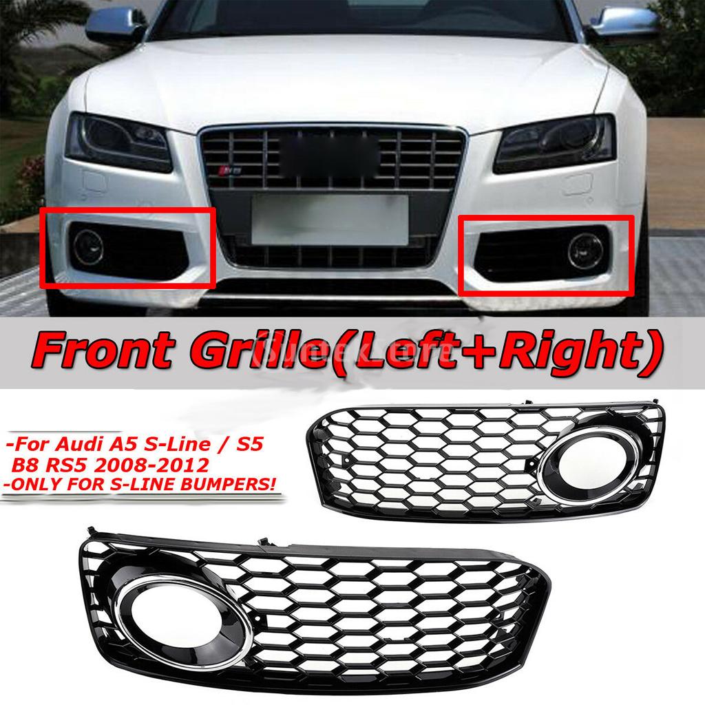 Max Maxb FRONT BUMPER FOG LIGHT GRILLE COVER for A5 S-Line S5 B8 RS5 08 Black Frame