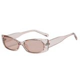 Maxbell Rectangle Sunglasses Womens Small Square Narrow Frame Fashion Vintage Style Clear Brown