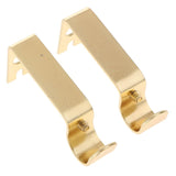 Max Set of 2Pcs Adjustable Metal Curtain Pole Rod Wall Bracket Hook Holder Golden