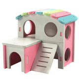 Maxbell Hamster Hedgehog Mouse Guinea Pig Bed House Cage Ladder Exercise Toy Pink