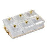 Maxbell Luxury Snacks Fruit Plate with Double Handle for Holiday Seasoning Snacks Clear 6 Bowls