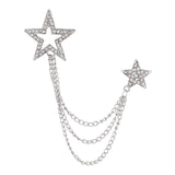 Maxbell Star Brooch Wedding Brooch Pin Hanging Chains Jewelry Suit Brooch with Chain