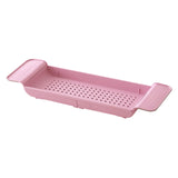 Maxbell Maxbell Bath Shelf Caddy Tray with Drain Hole Adjustable Length for Kitchen Pink