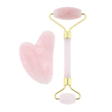 Max 2pcs Jade Face Massage Double Roller Guasha Massager Board Set Pink