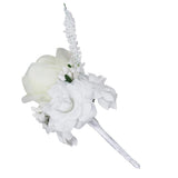 Max Silk Rose Flower Wedding Corsage Groom Bridal Wedding Boutonniere White