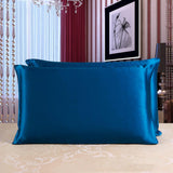 Max Mulberry Silk Pillowcase Both Sides Pillow Case Cover Queen Size Zipper Royal Blue