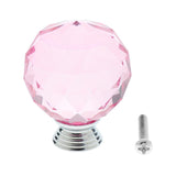 Max Crystal Glass Wardrobe Door Knob Kitchen Closet Drawer Handle Pull Pink