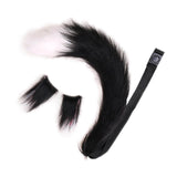 Maxbell Faux Fur Ears and Tail Set Fancy Dress Costume for Birthday Carnival Party Black White
