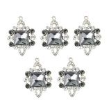 Maxbell 5 Pieces Vintage Alloy Rhinestone Crystal Flower Buttons Embellishments #4