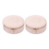 Maxbell Travel Jewelry Box Linen Dustproof Gift for Ear Studs Necklaces Bangles 2pcs