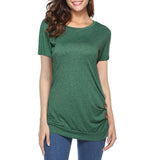 Maxbell Women Casual Button T-Shirts Summer Short Sleeve Loose Blouse Tops L Green