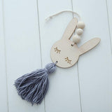 Max Nordic Wooden Beads Tassel Pendant Girls Wall Hanging Ornament Rabbit Gray