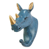 Maxbell Multi-function Wall Hook Clothes Hat Rack Key Holder Resin Animal Rhinoceros