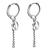 Maxbell Stainless Steel Hip Hop Peace Long Dangle Earrings Hoop Studs Piecred