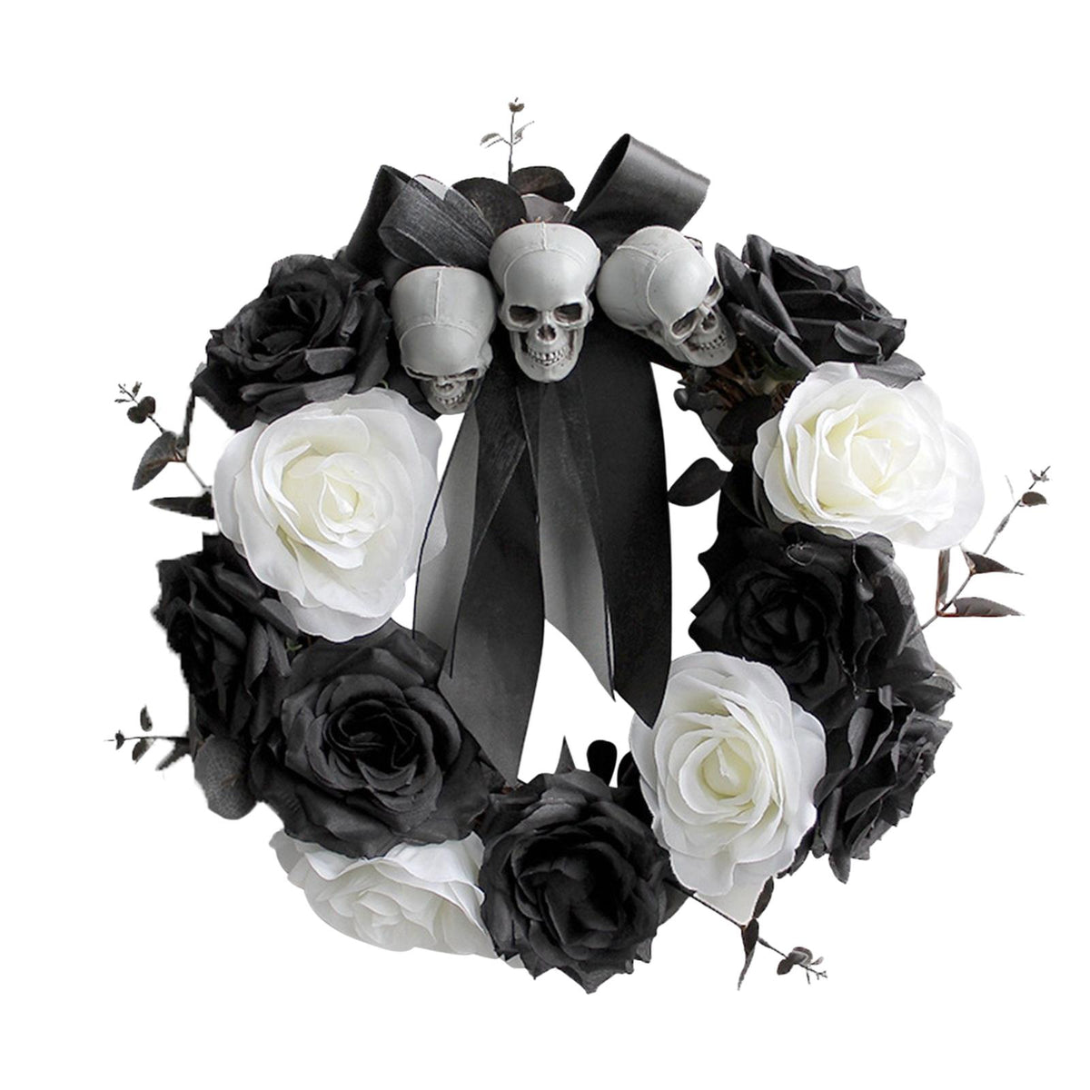 Maxbell 35cm Halloween Wreath Skull for Party Front Door Hanging Decoration