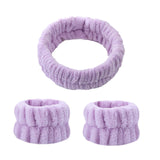 Maxbell Face Wash Headband and Wristband Set Washing Face Microfiber Makeup Headband Light Violet