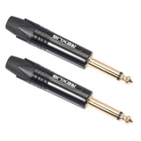 Max Maxb 6.35mm Stereo Jack Plug for DIY Audio Soldering for Microphone Guitar Black