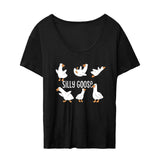 Maxbell Women's T Shirt Female Tee Shirts Summer Goose Print Casual Crewneck Clothes M