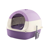 Maxbell Hooded Cat Litter Box with Lid Sandbox Fully Enclosed Cat Toilet Extra Large violet