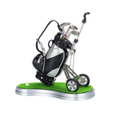 Maxbell Mini Golf Pens with Golf Bag Holder with Cart for Any Golf Enthusiast Sturdy Black Silver