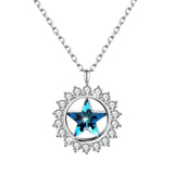 Max Fashion Women Crystal Blue Pendant Lady Necklace Girl Jewelry blue platinum