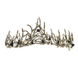 Maxbell Bridal Crystal Pearl Tiaras Crown Hairbands Wedding Party Hair Decor Bronze