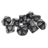 Maxbell Pack of 10pcs Pearl Black D10 Ten Sided Game Dice D&D TRPG Games Party Supplies Toys