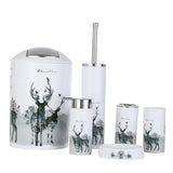 Maxbell 6pcs Bathroom Accessories Soap Dish Lotion Dispenser Toothbrush Holder-Deer