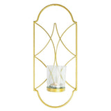 Maxbell Wall Mounted Candlestick Metal Wire Candle Holder Votive Church Lamp Golden