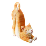 Maxbell Cat Figurine Phone Holder Anti Slip Animal Sculpture for Shelf Tabletop Gift Orange