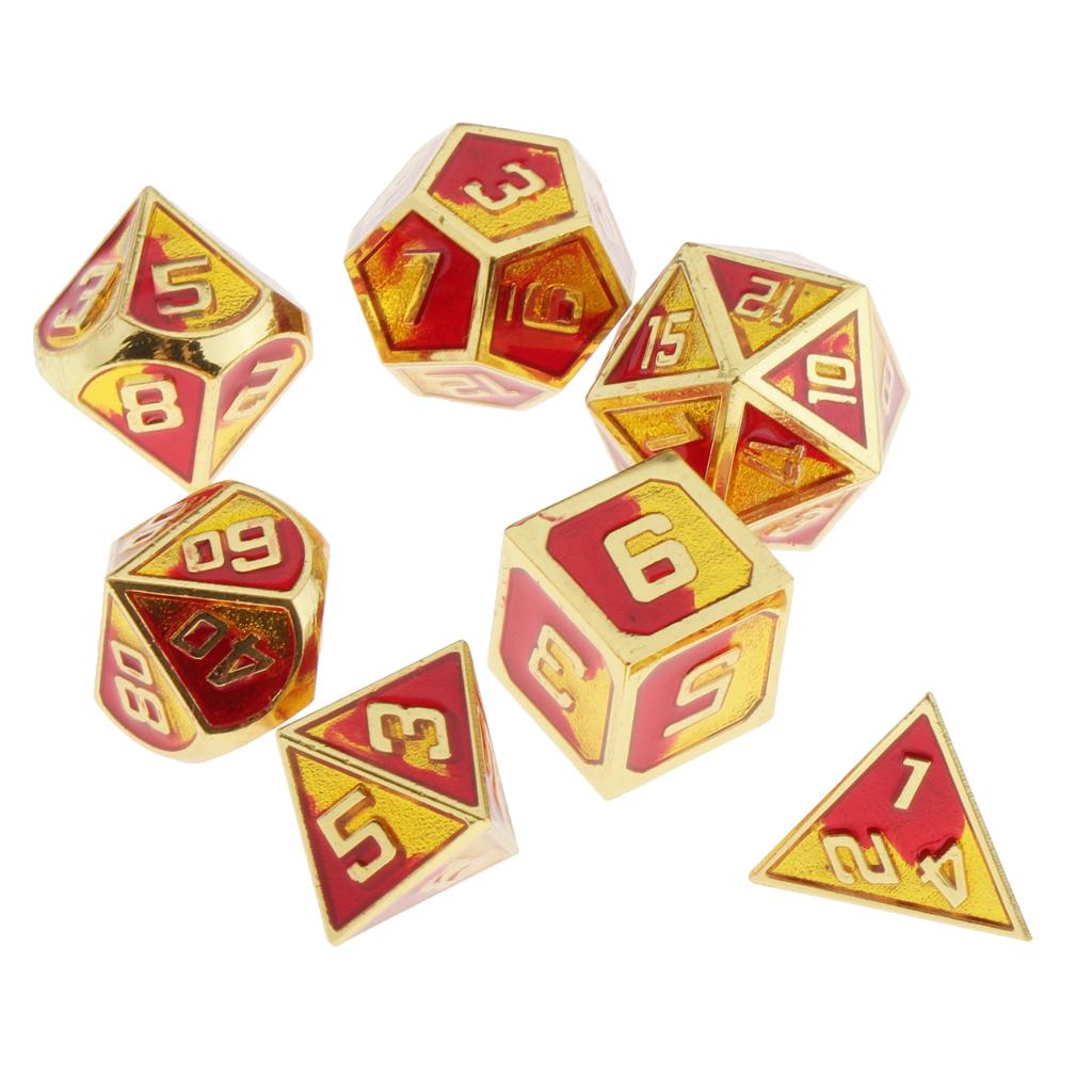 Maxbell 7Pack Polyhedral Dice D4 D6 D8 D10 D12 D20 for DnD RPG Games Orange