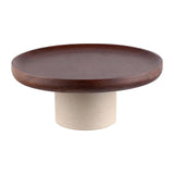 Maxbell Cake Stand Appetizer Serving Platter Wood Dish Clay Pedestal Handmade Sturdy Size L