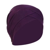 Maxbell Muslim Indian Turban Hat Head Cover Scarf Head Wrap Stretch Bandana Dark Violet