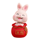Maxbell Resin Statues Figurine Sculpture Desk Store Home Shop Shaking Head Rabbit Pink Lucky