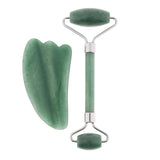 Max 2pcs Jade Face Massage Double Roller Guasha Massager Board Kit  Silver