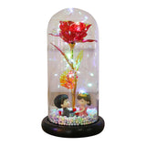 Maxbell Luxury Artificial Flower with Glass Cover Handmade for Mom Women Wife Decor Red