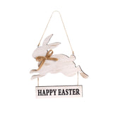 Maxbell Happy Easter Hanging Sign Rabbit Wooden Plaque for Easter Party Favors Decor