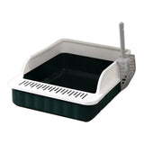 Maxbell Pet Litter Tray Potty Toilet High Sided Cat Litter Box for Small Animals Dark Green White