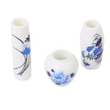 Maxbell 3pcs Doll House Miniature Plastic Flower Vase with Blue Painted Floral