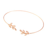 Maxbell Simple Leaf Open Cuff Bracelet Wire Bangle Wrap Wristband Jewelry Rose Gold