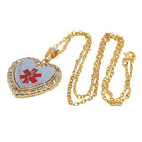 Max Heart Shaped Medical Alert ID EMT Necklace Pendant Men 50cm Decorative Chain