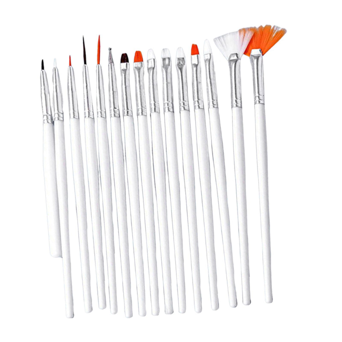 Maxbell 15x Painting Brushes Nail Drawing Pen for Making Dots Polish Art Decorations White