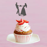 Maxbell 6pcs Bride Groom Cupcake Picks Cake Toppers Wedding Party Decorations Black