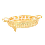 Maxbell Snack Storage Holder Dish Round Dessert Platter W/ Handle Decorative